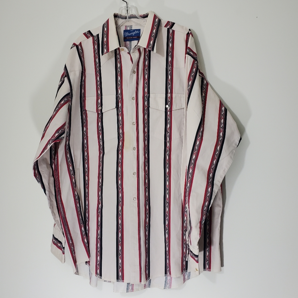 Wrangler Western Shirt Pearl Snap Buttonfront Long sleeve Shirt, Size 2X…
